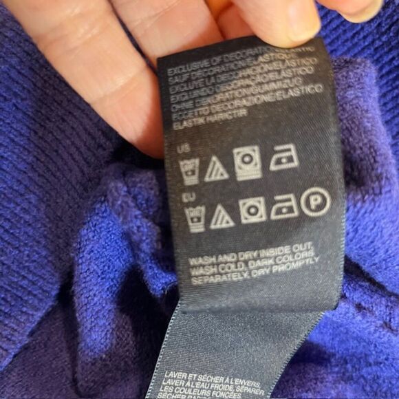 Tommy Hilfiger Lux Cotton 1/4 Zip Sweater with Elbow Patches Blue Size Large - Picture 10 of 12